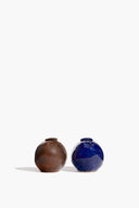 HENRY SALT & PEPPER SHAKER SET | BROWN AND COBALT BLUE GLAZE BROWN AND COBALT BLUE GLAZE
