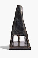 Ceramic pyramid incense holder, open top and interior holder for incense sticks