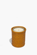 ROWE WOVEN LEATHER CANDLE | GOLDENROD