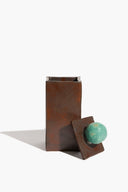LARGE MOON-LID BOX | BROWN AND SATIN PATINA GLAZE BROWN AND SATIN PATINA GLAZE