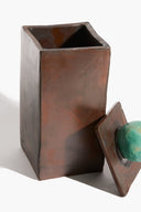 LARGE MOON-LID BOX | BROWN AND SATIN PATINA GLAZE BROWN AND SATIN PATINA GLAZE