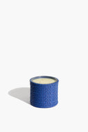 LARGE ROWE WOVEN LEATHER CANDLE | HENRY BLUE HENRY BLUE