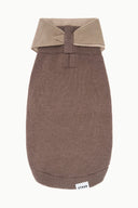 Pet knit sweater, sesame-brown, crew neck with ribbed cuffs and hem