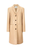WYATT cashew leather coat with notch lapels and three-button front