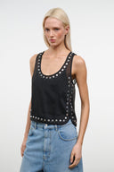 CARA TOP | BLACK STUDS BLACK STUDS / XS