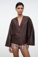 VITO SILK DUPIONI TOP | EARTH