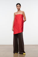 GEORGIA SILK CONVERTIBLE TOP | RED ROSE RED ROSE / XS