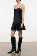 POSY SILK DRESS | BLACK BLACK / XS