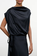 EVELYN SILK DRESS | BLACK BLACK / 4