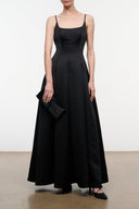 JOY SATIN MAXI DRESS | BLACK BLACK / 4