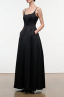 JOY SATIN MAXI DRESS | BLACK BLACK / 4