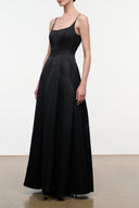 JOY SATIN MAXI DRESS | BLACK BLACK / 4
