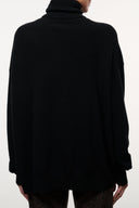 Black cashmere turtleneck sweater, full back with long sleeves