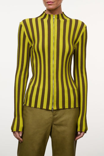 Oakley Vesper striped top with front zipper and high neck, long sleeves