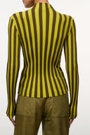 Oakley Vesper striped top, back view with long sleeves and full-length zipper