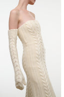 CABLE KNIT OPERA MITTENS | IVORY IVORY