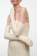 CABLE KNIT OPERA MITTENS | IVORY IVORY