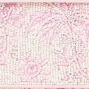 Close-up of beaded bag front panel with pink cherry blossom toile motif