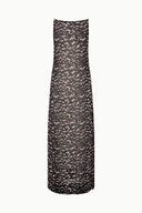 Sleeveless tortoise-print maxi dress, back view