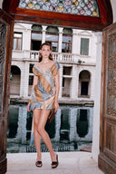 FABIANNE SILK MINI DRESS | DESERT STRIPE