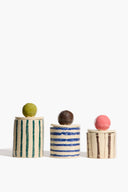 SET OF 3 MOON-LID JARS | MULTI STRIPE GLAZE MULTI STRIPE GLAZE