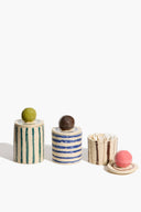 SET OF 3 MOON-LID JARS | MULTI STRIPE GLAZE MULTI STRIPE GLAZE