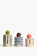 SET OF 3 MOON-LID JARS | MULTI STRIPE GLAZE MULTI STRIPE GLAZE