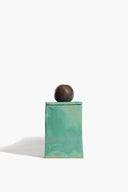 SMALL MOON-LID BOX | SATIN PATINA AND BROWN GLAZE SATIN PATINA AND BROWN GLAZE