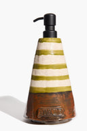 STRIPED SOAP DISPENSER | GREEN STRIPE GLAZE GREEN STRIPE GLAZE