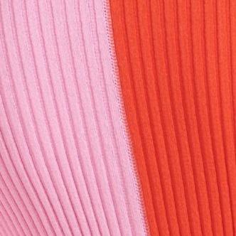 Ribbed knit sweater fabric panels in pink and orange
